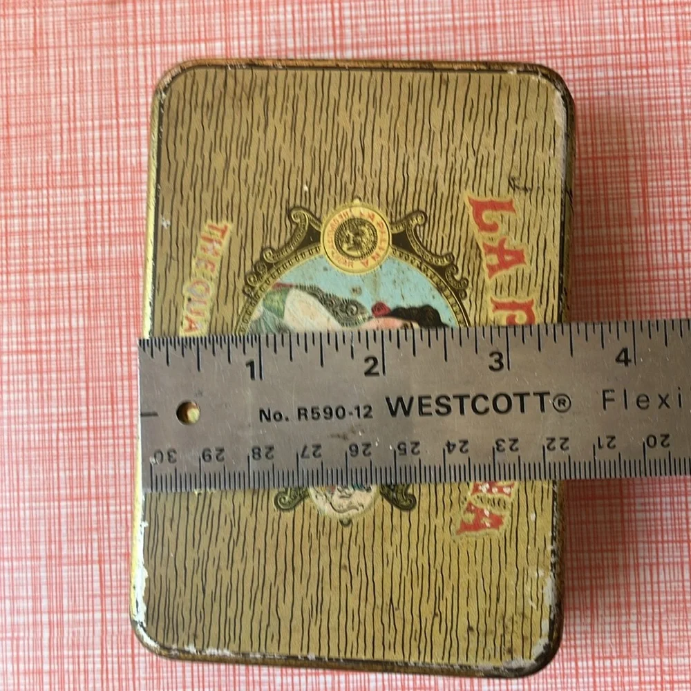 Set of two vintage antique metal cigar tobacco boxes tins advertising tobacciana